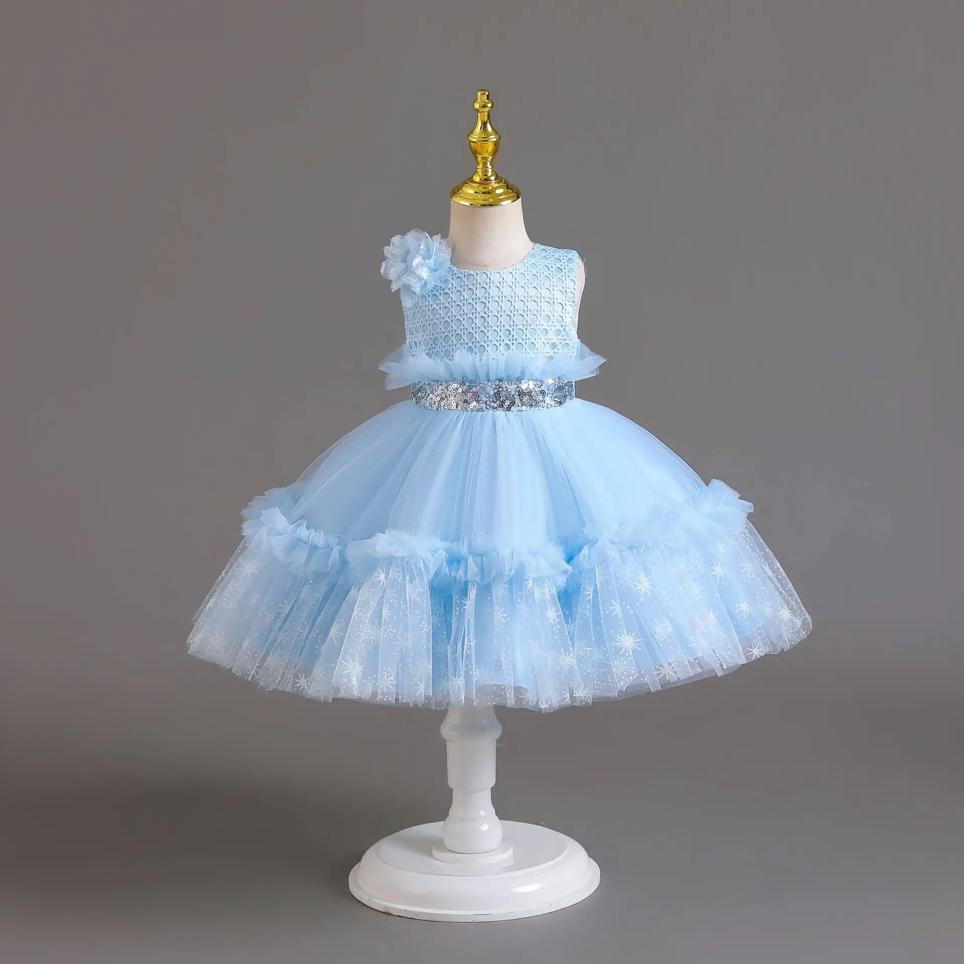 AX151 vente en gros de robe de princesse d'anniversaire en velours pour enfants nouveau modèle de baptême de bébé fille
