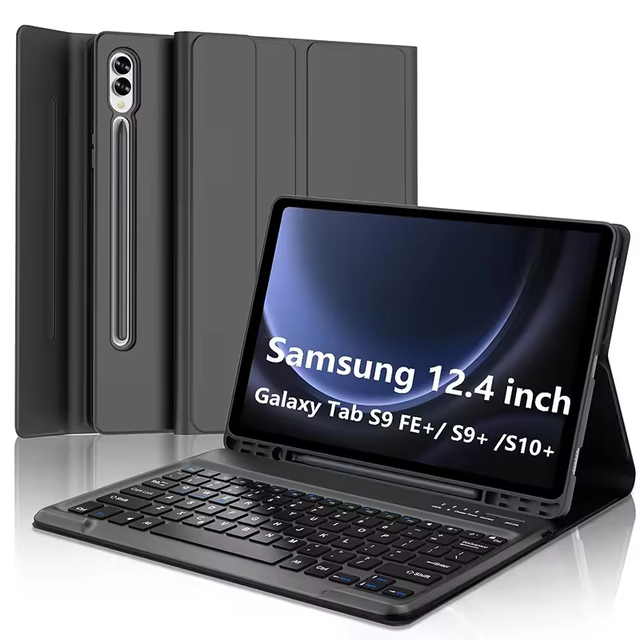 Wholesale OLP Wireless Keyboard Cover with S Pen Holder for for Tab S9 FE+/S9+/S10+/S10 Plus (Black)