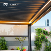 Pergola motorisée commerciale à lames orientables avec écrans Ziptrak, éclairage LED, résistante aux ouragans, en aluminium robuste, pour balcon, jardin, spa