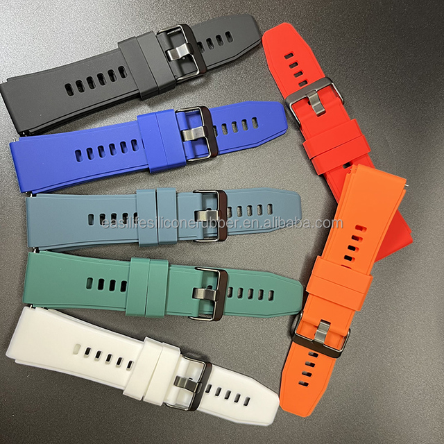22mm Quick Fit Black Buckle Replacement Sport Smart Watch Bands Rubber Watchstrap Parts Sublimation Watch Straps for Samsung