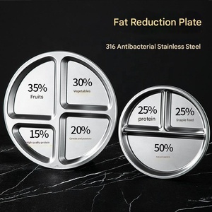 Piatto Diviso in Acciaio Inox 304, 20cm Rotondo con 3 Scomparti, Vassoio per Controllo Porzioni per Mense Scolastiche e Ospedaliere - Product Image 5