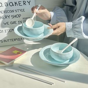 High Quality Wholesale Solid Color Blue Stoneware Dinnerware <b>Sets</b> Eco Friendly Dishwasher Safe Oven Safe <b>Microwave</b> Safe - Product Image 2