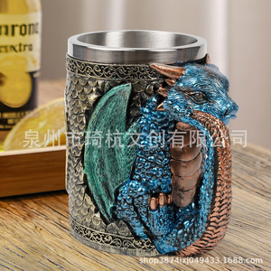 Qi Hang Dragon Head Beer <b>Mug</b> 304 Stainless Steel Wide Mouth Party Gift Cup - Product Image 3