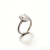 Bague de luxe en argent sterling 925 scintillante avec zircone cubique, design ovale solitaire réglable pour mariage et cocktail