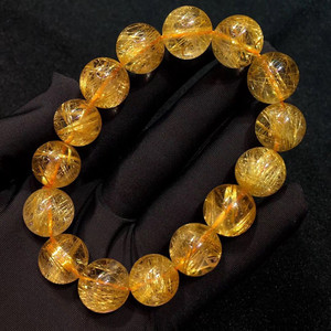 Rare <strong>Gemstone</strong> Healing <strong>Bracelet</strong> Natural Stone Bead 8mm Gold Rutiled Quartz <strong>Bracelet</strong> - Product Image 2