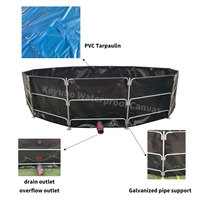 Keyubo3*1.2m Bassin à poissons rond en acier galvanisé commercial, grande capacité, réservoir d'eau d'aquaculture pour l'élevage de poissons, de crevettes et de crabes