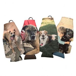 Manchon isotherme personnalisé en néoprène pour bouteille de bière, avec transfert vinyle couleur, fermeture éclair et design au choix - Product Image 2