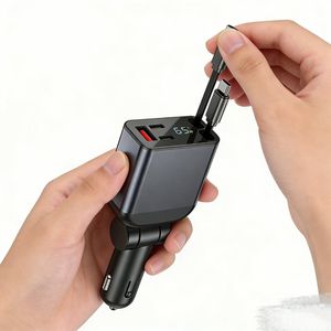 Nuevo Cargador de Coche con Pantalla LED Digital, Adaptador Rápido Tipo C PD, Cable Retráctil Doble, Cargador Rápido PD 60W QC3.0 para Todos los Teléfonos - Product Image 1