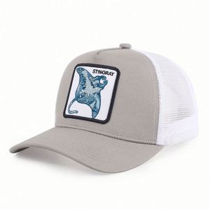Wholesale Custom 5 Panels Mesh Snapback Trucker <b>Hats</b> Customized Embroidery Patch <b>Animal</b> Baseball Cap - Product Image 2