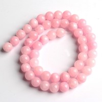 Vente en gros de perles de jadéite rose de 15 pouces, pierres lâches de 6/8/10/12 mm, lisses et rondes pour la fabrication de bijoux DIY