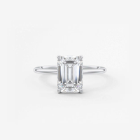 Bague de fiançailles solitaire à sangle fendue avec diamant de laboratoire émeraude 2 carats, monture closée, en or massif 14K/18K, certifiée IGI CVD/HPHT, personnalisable