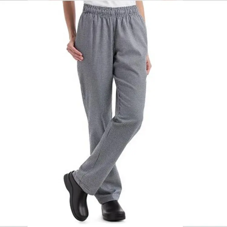 Pantalon de chef à carreaux pour femmes, nouveauté, moderne, noir et blanc, pantalon à coupe ajustée