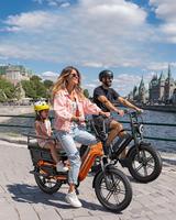 Vélo cargo électrique de ville HovCart avec stock en entrepôt allemand (UE/US/AU), deux sièges de protection pour enfants, capteur de couple et batterie au lithium à grande autonomie