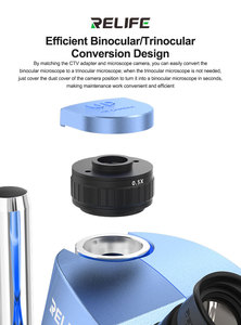 Microscopio Estéreo Trinocular HD RELIFE RL-M7T Pro-B3 + Fuente de Luz RL-033M + Adaptador 0.5CTV + Control Táctil <span class=keywords><strong>M</strong></span>-17 4K HD - Product Image 5