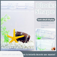 Mini aquarium carré en plastique 1L léger pour poissons Betta, tortues, poissons rouges, chambre, cuisine, aménagement paysager extérieur, garantie à vie