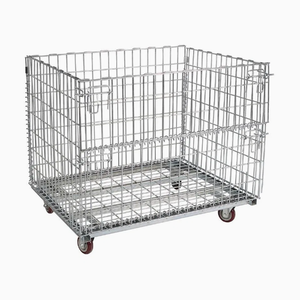 Vouwbare verzinkte stalen draadgaas handkar met corrosiebescherming en 5 inch wielen voor magazijnopslag - Product Image 1