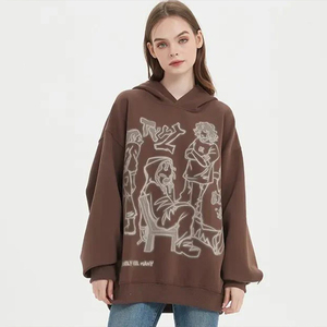 Sweat-shirts à capuche surdimensionnés en coton avec logo bouffant en mousse 3d personnalisé - Product Image 3