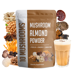 Café de champiñones de etiqueta privada, polvo de café de champiñones Reishi Chaga orgánico con leche de almendras, café de champiñones 10 en 1 - Product Image 1