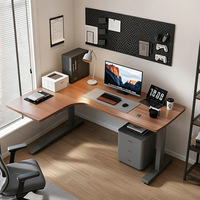 Table de bureau électrique à double moteur, réglable, en bois massif, pour e-sport, en forme de L, capacité de charge 200 kg
