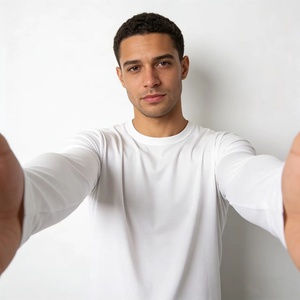 Camisetas de Manga Larga para Hombre de Talla Grande, Alta Calidad, Logotipo Personalizado, 180 Gramos de Peso de Tela, Diseño en Blanco, Venta al Por Mayor - Product Image 4