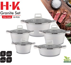 Set di pentole da 10 pezzi Set di pentole per zuppa in metallo moderno Stock Pot <span class=keywords><strong>20</strong></span> <span class=keywords><strong>Cm</strong></span> in alluminio di alta qualità con vetro pressato in alluminio - Product Image 3