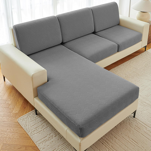 Funda Protectora Elástica para Asiento de Sofá, Jacquard a Rayas, de Alta Calidad, Lavable, Elástica, para Sala de Estar, Seccional - Product Image 1