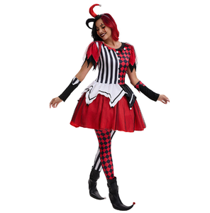 Costume de clown pour <span class=keywords><strong>femme</strong></span> de haute qualité pour Halloween, costume de cosplay de <span class=keywords><strong>Joker</strong></span>, costume de jeu de rôle en coton de dessin animé - Product Image 5