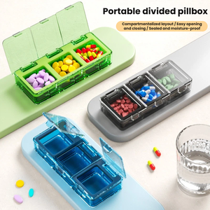 Boîte de rangement portable <span class=keywords><strong>pour</strong></span> pilules en 3 sections, étanche à l'humidité, organisateur de médicaments, conteneur transparent <span class=keywords><strong>pour</strong></span> pilules en PC - Product Image 1