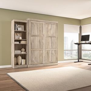Lit queen escamotable avec étagère, arrangement <span class=keywords><strong>de</strong></span> <span class=keywords><strong>couchage</strong></span> peu encombrant <span class=keywords><strong>de</strong></span> 90 pouces pour chambre polyvalente en brun rustique - Product Image 6