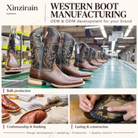 Bottes de cowgirl/cowboy Xinzirain personnalisées en cuir véritable brodé vintage, à bout carré et boucle de traction