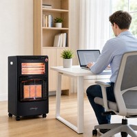 Chauffage au gaz et électrique 2-en-1 portable avec 3 réglages de chaleur, télécommande et allumage piézoélectrique, idéal pour chambre à coucher, économie d'énergie
