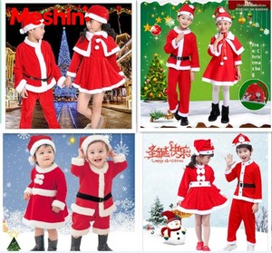 Trajes de Papá Noel elegantes de poliéster 100% para niños y niñas, ideales para actuaciones navideñas y espectáculos de detección de agujas. - Product Image 2