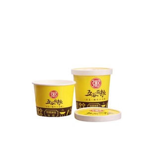Bol seau à bouillie PE jetable écologique personnalisé pour restauration rapide conteneur à emporter couvercle en papier kraft assiettes en papier bols - Product Image 4