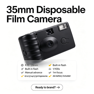 Appareil photo jetable 35 mm avec flash, pré-encarté, à usage unique, vente en gros, logo personnalisé pour mariages, fêtes, événements, cadeaux, OEM ODM - Product Image 1