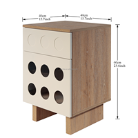 Meuble de chambre à coucher en bois assemblé moderne, table de chevet à design sculpté circulaire, 1 tiroir, 1 porte, pour appartement, hôtel, hôpital