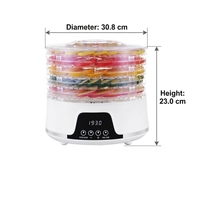 Deshidratador de Alimentos Eléctrico Circular de 5 Bandejas - Máquina para Hacer Snacks y Carne Seca Orgánica - Control Digital - Carcasa de Plástico Libre de BPA - Fabricación OEM/ODM