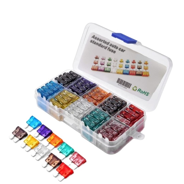 100 PCS Car Blade Fuse Assortment Kit, Standard/Mini Auto Fuse 1A-40A, Automotive Assorted Fuse Set with a Puller 100PCS/Box