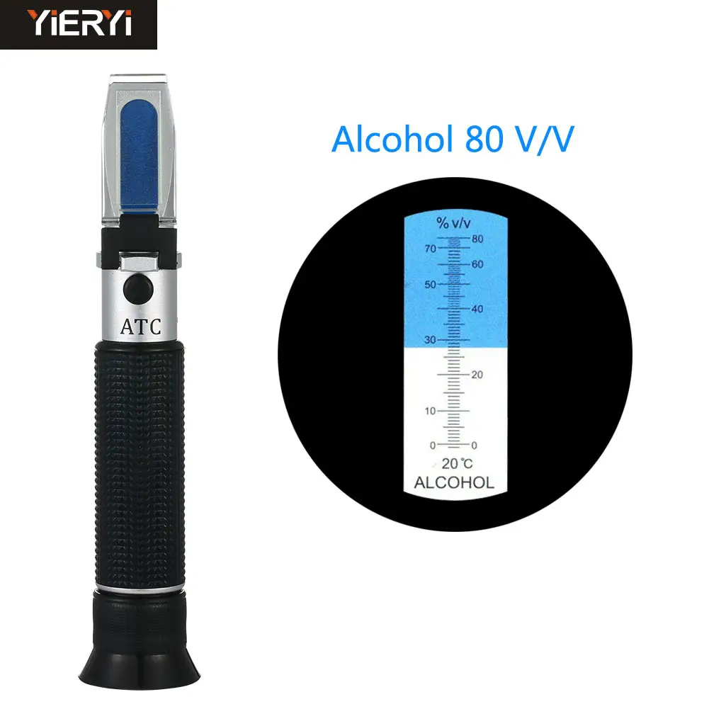 Yeni el 0-80% alkol refraktometre ATC ruhları tester alkolometre (tek ölçek) ayarlanabilir manuel odaklama alüminyum