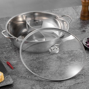 Marmite à induction shabu de style chinois, 2 compartiments en métal, casserole en acier inoxydable avec séparateur - Product Image 5