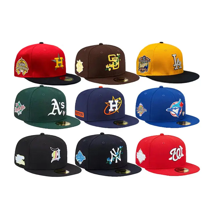 In stock New original men Black Vintage 3d embroidery Side patch fit cap gorras flat brim american fitted hats for team
