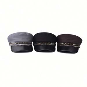 Boina de Moda Británica 2025 con Estrella de Cinco Puntas, Gorra de Capitán con Cadena y Visera de PU, Tendencia Primavera-Otoño - Product Image 3