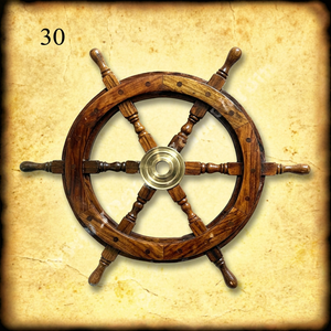 Superior Quality Handmade Wooden Ship's <b>Wheel</b> with Brass Inlay Work Elegant Engraving Fresh Arrival - Product Image 3
