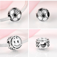 Breloques en argent véritable S925 pour équipement de sport, football, basketball, badminton, pour bracelet, collier, accessoires de bijoux DIY