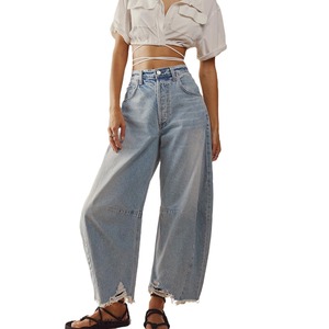 <strong>Women</strong> Baggy Wide Leg Trousers <strong>Jeans</strong> Barrel Boyfriend <strong>Cropped</strong> Hem Denim Pants Japanese 2000s Style Y2k Female Clothing 2024 - Product Image 4