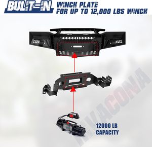 Winjet nhiệm vụ nặng nề mô-đun 3 mảnh Combo 4 mảnh kết hợp thép tích hợp màu đen phía trước Bumper <span class=keywords><strong>Kit</strong></span> cho Silverado 1500 2019-2023 - Product Image 2