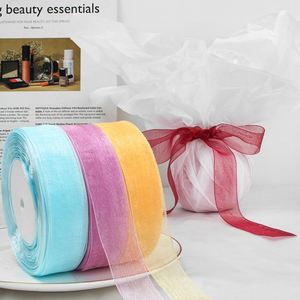 Bobine de ruban en satin, gros-grain et mousseline de soie, 4cm*50 yards, tulle transparent, pour emballage cadeau, anniversaire, mariage, gâteau - Vente en gros fabricant - Product Image 1