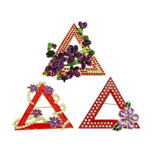 Broche de Solapa para Mujer, Diseño de Triángulo Violeta Dear Delta, Joyería para Grupo Social Griego, con Aleación y Baño Metálico, Accesorio de Moda - Product Image 1
