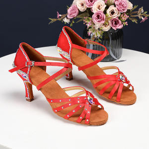 2025 zapatos de <span class=keywords><strong>baile</strong></span> latino de salón señoras niñas nuevo Satén de seda brillante diamantes de imitación tacones altos cubanos fiesta <span class=keywords><strong>Salsa</strong></span> zapatos de <span class=keywords><strong>baile</strong></span> - Product Image 2