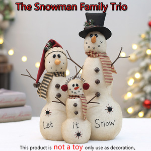 Muñecos de lino bordados a máquina con diseño de familia de muñecos de nieve, decoraciones navideñas para la sala de estar, juego de tres. - Product Image 5