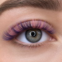 Extensions de cils individuels en soie, volume naturel, longs, faits à la main, sans cruauté, bouquets de cils effilés colorés